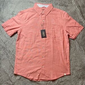 Chaps Men’s Button Down Casual Shirt Shortsleeve New Pink Woven Solid